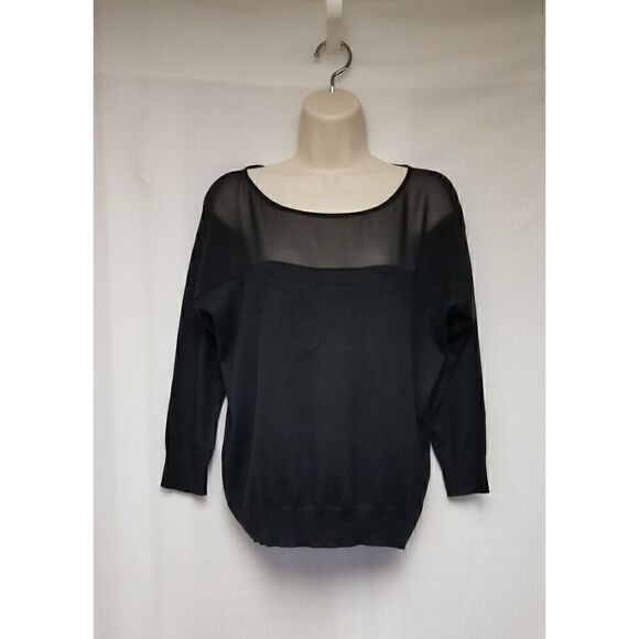 Banana Republic Long Sleeve Sheer Lace Contrast Sweater Color Black Size Small - Picture 4 of 8
